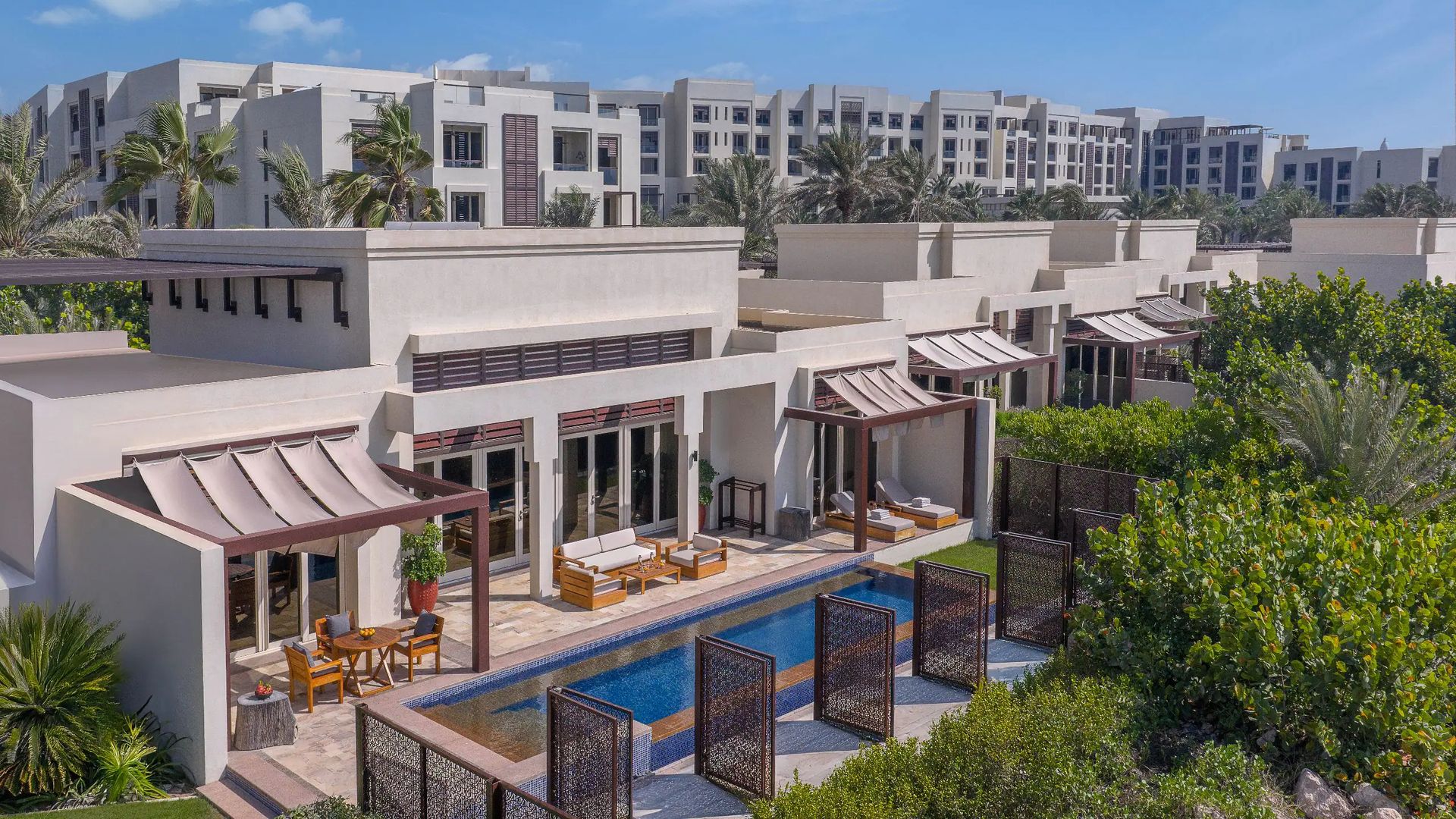 Villa with a private pool and shaded terrace